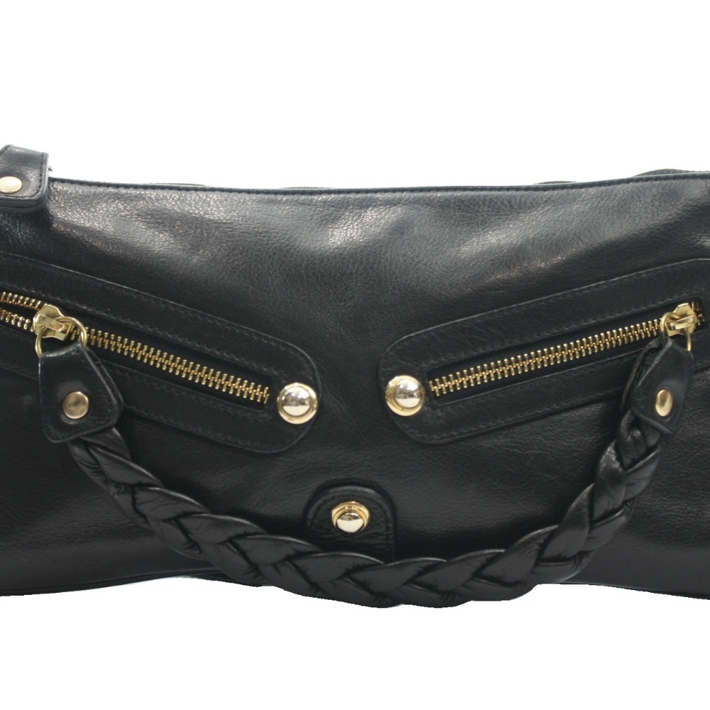ALEYA NEW YORK BLACK LEATHER CLUTCH - Picture 6 of 6